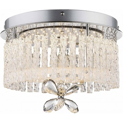 Ceiling lamp 12W Cylindrical Shape 25×25 cm. LED Living room, dining room and bedroom. Modern Style. Crystal and PMMA. Gray Color