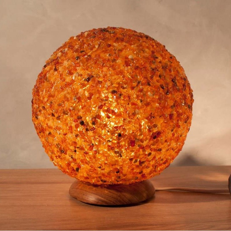 109,95 € Free Shipping | Table lamp Spherical Shape Ø 20 cm. Living room, bedroom and lobby. Modern Style. Glass. Orange Color