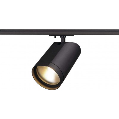 Indoor spotlight 15W Cylindrical Shape 20×10 cm. Adjustable LED. rail-rail system Living room, dining room and bedroom. Aluminum and Glass. Black Color