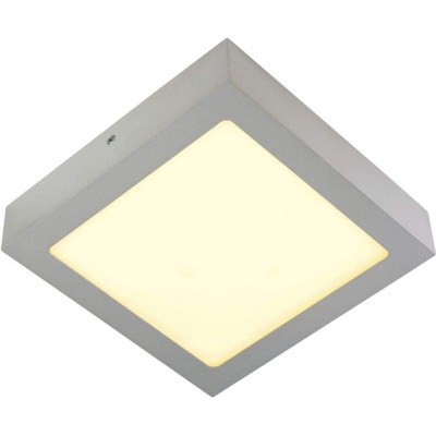 Luz de teto interna 18W Forma Quadrado 22×22 cm. LED Sala de estar, quarto e salão. Alumínio. Cor prata