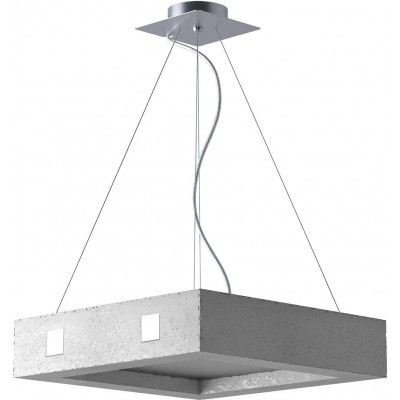 99,95 € Free Shipping | Hanging lamp 23W Square Shape 34×34 cm. Dining room, bedroom and lobby. Modern Style. Concrete. Gray Color
