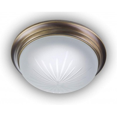 Indoor ceiling light 75W Round Shape 35×35 cm. Living room, bedroom and lobby. Classic Style. Crystal and Metal casting. Brown Color