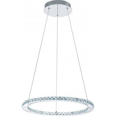 94,95 € Free Shipping | Hanging lamp Eglo 17W Round Shape 80×55 cm. Living room, dining room and bedroom. Modern Style. Steel. Plated chrome Color