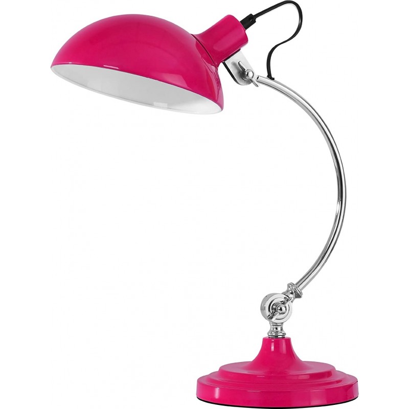 Lampe de bureau 40W Façonner Ronde 45×24 cm. Salle, chambre et hall. Style moderne. Métal Chromé. Couleur rose