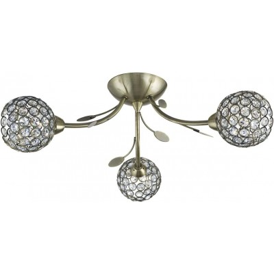 吸顶灯 35W 球形 形状 54×54 cm. 3个手臂 客厅, 饭厅 和 卧室. 现代的 风格. 水晶 和 金属. 黄铜 颜色