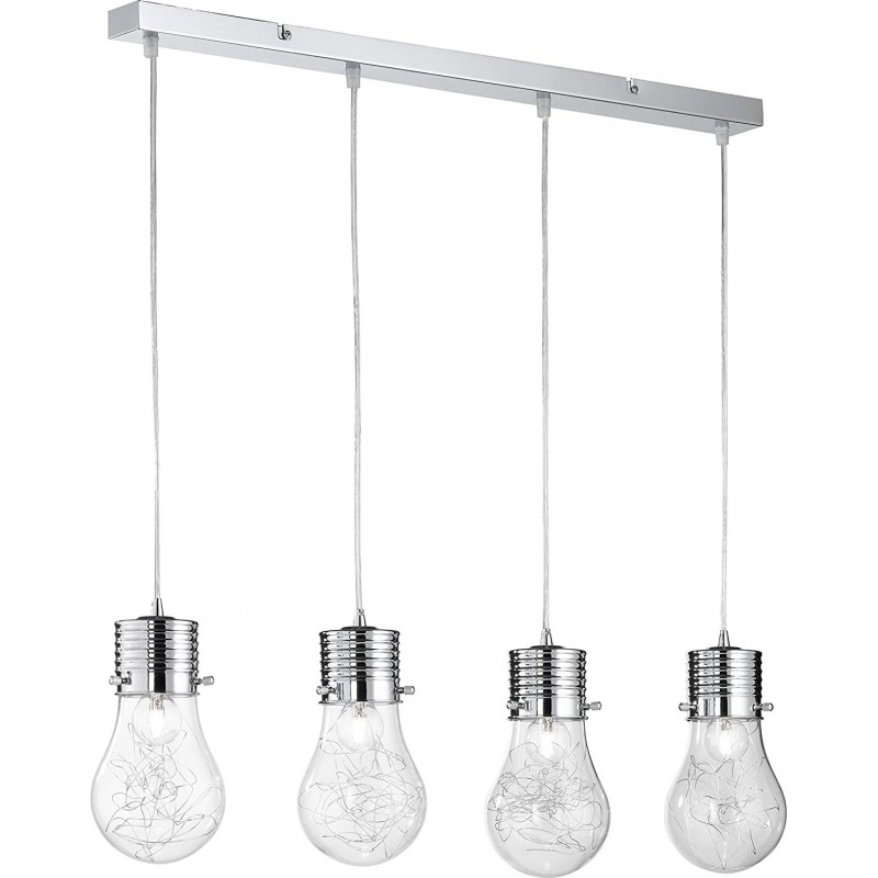 121,95 € Kostenloser Versand | Hängelampe 42W Sphärisch Gestalten 150×78 cm. 4 Halogenlichtpunkte Wohnzimmer, esszimmer und empfangshalle. Modern Stil. Metall. Überzogenes chrom Farbe