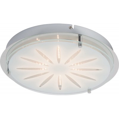 Indoor ceiling light 15W 3000K Warm light. Round Shape 33×33 cm. Living room, dining room and bedroom. Modern Style. Metal casting and Glass. Gray Color