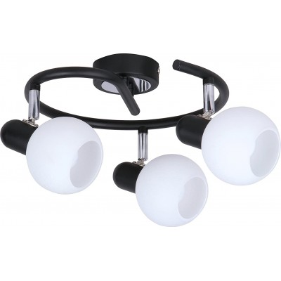 74,95 € Free Shipping | Ceiling lamp 40W Spherical Shape 32×32 cm. Triple focus Living room, bedroom and lobby. Metal casting. Plated chrome Color