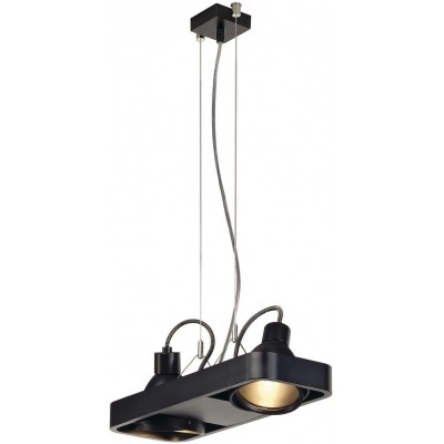 Hanging lamp 70W Rectangular Shape 53×21 cm. Double adjustable LED spotlight Living room, bedroom and lobby. Modern Style. Aluminum. Black Color