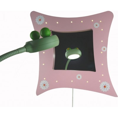 84,95 € Free Shipping | Kids lamp 1W Square Shape 32×32 cm. Mirror frame with LED lighting Living room, dining room and bedroom. PMMA. Rose Color