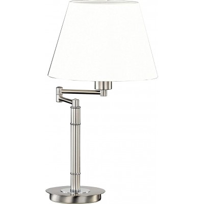 Настольная лампа 40W Коническая Форма 53 cm. Гостинная, столовая и спальная комната. Классический Стиль. Никелированный металл. Белый Цвет