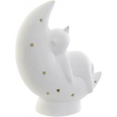 57,95 € Бесплатная доставка | Декоративное освещение 25W 44×43 cm. Дизайн в форме луны с кошкой Гостинная, столовая и спальная комната. ПММА. Белый Цвет