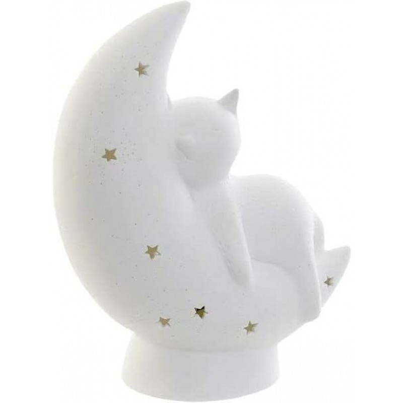 57,95 € Envío gratis | Iluminación decorativa 25W 44×43 cm. Diseño en forma de Luna con gato Salón, comedor y dormitorio. PMMA. Color blanco