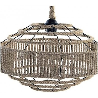 Lampada a sospensione Forma Cilindrica 12×12 cm. Soggiorno, sala da pranzo e atrio. Metallo e Rattan. Colore marrone