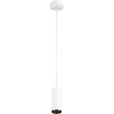 216,95 € Free Shipping | Hanging lamp Cylindrical Shape 16×7 cm. Position adjustable LED Living room, dining room and lobby. Modern Style. Aluminum and PMMA. White Color