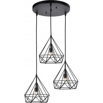 129,95 € Free Shipping | Hanging lamp 230×25 cm. 3 points of light Dining room, bedroom and lobby. Vintage and industrial Style. Metal casting. Black Color