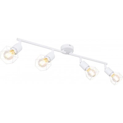Ceiling lamp 40W 60×20 cm. 4 adjustable spotlights Dining room, bedroom and lobby. Metal casting. White Color