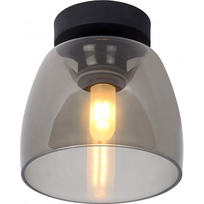 Lámpara de techo 33W Forma Cilíndrica 17×16 cm. Baño. Estilo retro. Acero y Cristal. Color gris