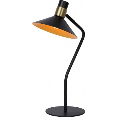 Lámpara de escritorio Forma Cónica 45×23 cm. Salón, comedor y dormitorio. Estilo moderno. Acero y Latón. Color negro