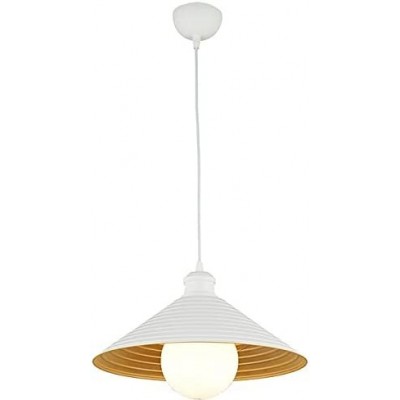 Lampe à suspension 60W Façonner Conique 60×35 cm. Salle, salle à manger et hall. Métal. Couleur blanc