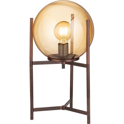 117,95 € Free Shipping | Table lamp 40W Spherical Shape 49×25 cm. Living room, dining room and lobby. Modern Style. Crystal, Metal casting and Glass. Brass Color