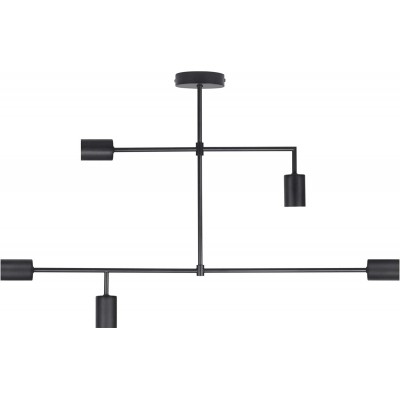 Lámpara de araña 80×51 cm. 5 focos Salón, comedor y dormitorio. Estilo moderno. Vidrio. Color negro