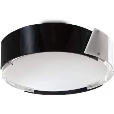 室内顶灯 圆形的 形状 50×12 cm. 客厅, 饭厅 和 卧室. 铝 和 水晶. 黑色的 颜色