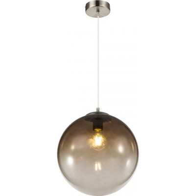 Hanging lamp 40W Spherical Shape 120×37 cm. Living room, dining room and lobby. Modern Style. Crystal and Paper. Plated chrome Color
