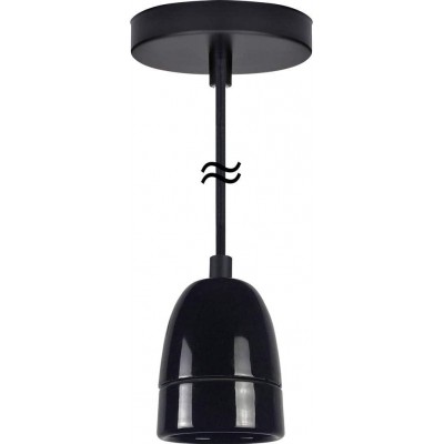 Lampada a sospensione 60W Forma Cilindrica 15×12 cm. Soggiorno, sala da pranzo e atrio. Metallo. Colore nero