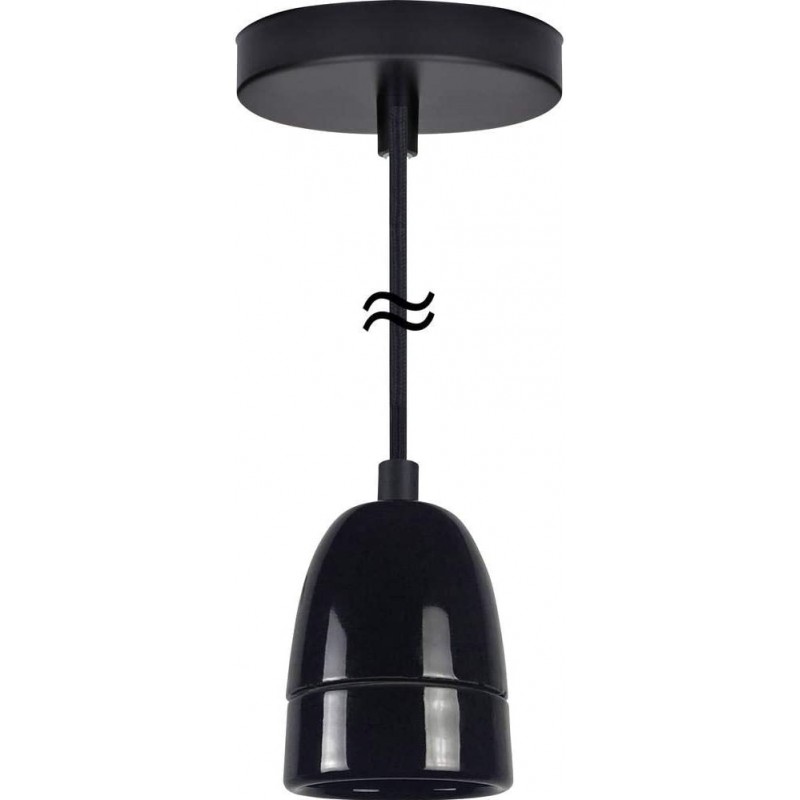 69,95 € Бесплатная доставка | Подвесной светильник 60W Цилиндрический Форма 15×12 cm. Гостинная, столовая и лобби. Металл. Чернить Цвет