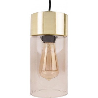 Lámpara colgante Forma Cilíndrica 25×12 cm. Cristal. Color dorado