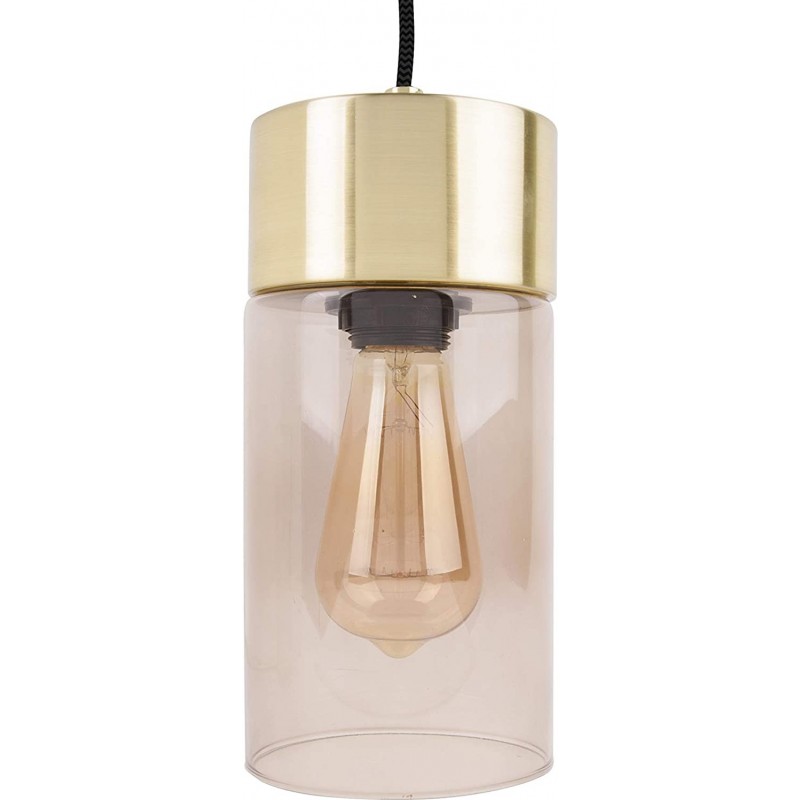 139,95 € Envío gratis | Lámpara colgante Forma Cilíndrica 25×12 cm. Cristal. Color dorado