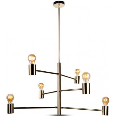 Lámpara de araña 60W 90×90 cm. 6 puntos de luz Salón, dormitorio y vestíbulo. Estilo moderno. Metal. Color dorado
