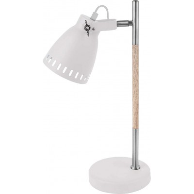 Настольная лампа 40W Коническая Форма 45×12 cm. Гостинная, столовая и лобби. Металл и Древесина. Белый Цвет