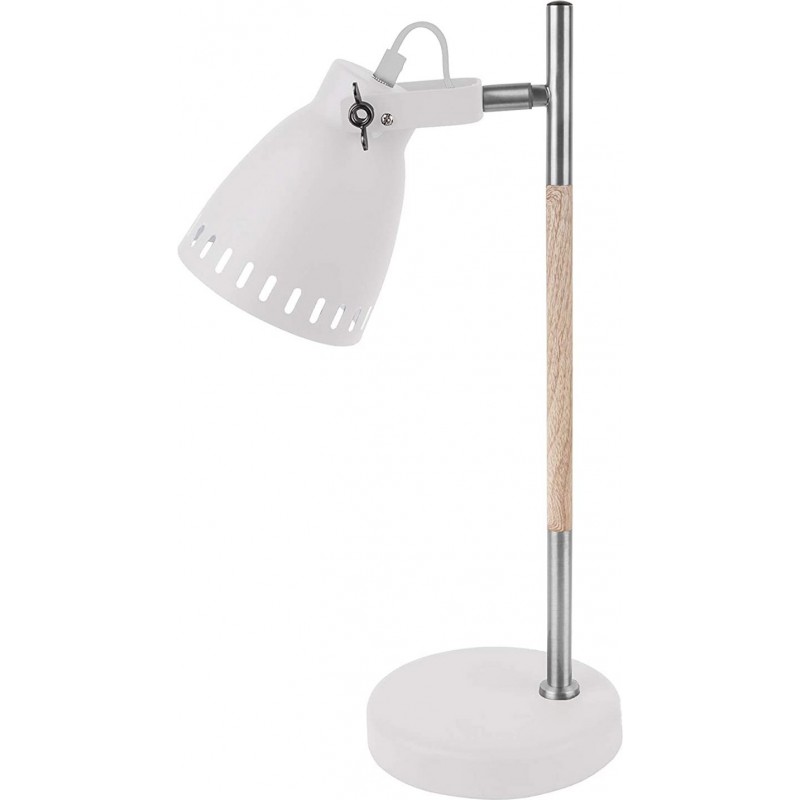 86,95 € Free Shipping | Desk lamp 40W Conical Shape 45×12 cm. Living room, dining room and lobby. Metal casting and Wood. White Color