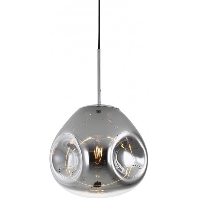 217,95 € Free Shipping | Hanging lamp 40W 25×22 cm. Living room, bedroom and lobby. Modern Style. Glass. Plated chrome Color