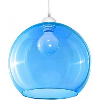 吊灯 球形 形状 80×30 cm. 客厅, 卧室 和 大堂设施. 现代的 风格. 钢, 水晶 和 玻璃. 蓝色的 颜色