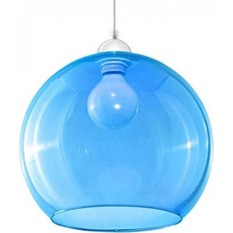 92,95 € Free Shipping | Hanging lamp Spherical Shape 80×30 cm. Living room, bedroom and lobby. Modern Style. Steel, Crystal and Glass. Blue Color