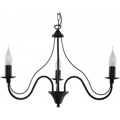 Lámpara de araña 40W 80×60 cm. 5 focos Salón, dormitorio y vestíbulo. Estilo moderno. Acero. Color negro