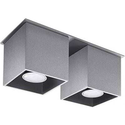 86,95 € Free Shipping | Indoor spotlight Cubic Shape 26×12 cm. Double focus Living room, dining room and bedroom. Modern Style. Aluminum. Gray Color