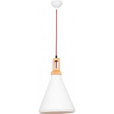 Lámpara colgante 40W Forma Cónica 120×25 cm. Comedor, dormitorio y vestíbulo. Metal. Color blanco