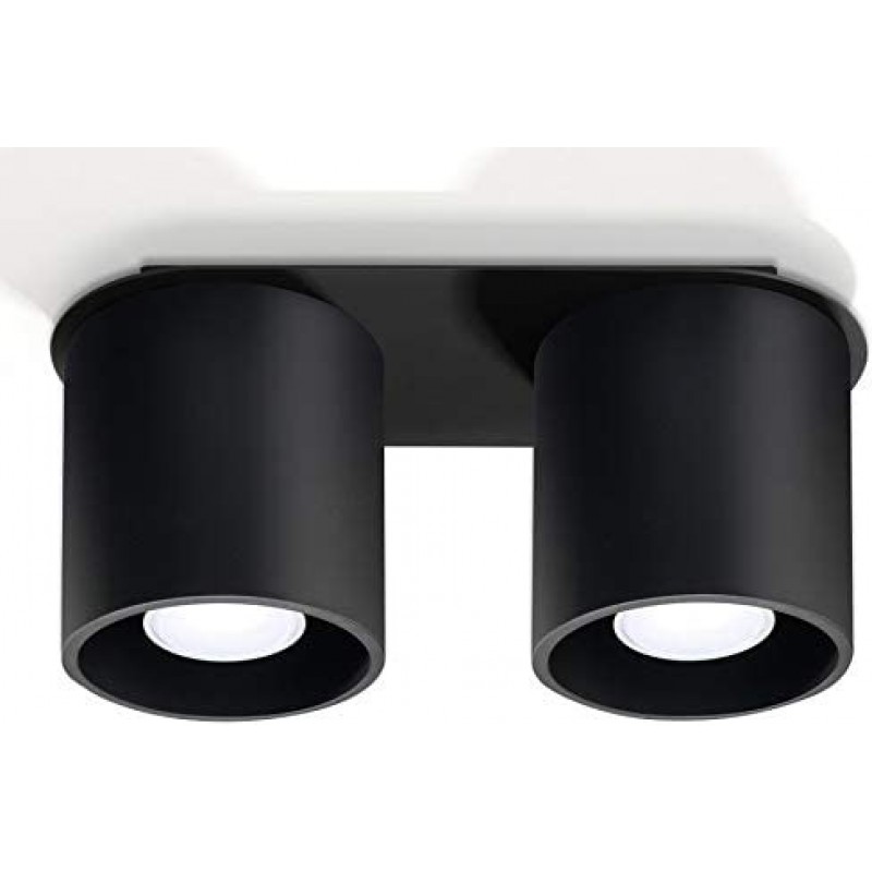 94,95 € Free Shipping | Indoor spotlight Cylindrical Shape 26×12 cm. Double focus Living room, dining room and lobby. Modern Style. Aluminum. Black Color