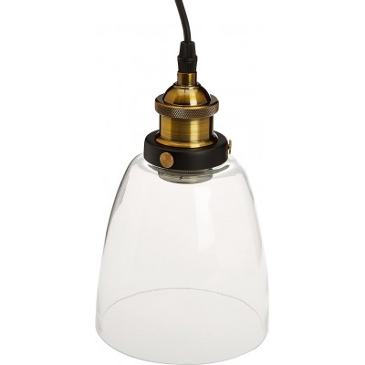 Lampe à suspension 31×22 cm. Salle, salle à manger et chambre. Style vintage. Cristal. Couleur dorée