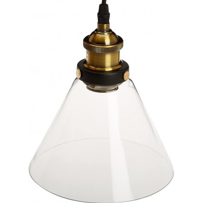 Lampe à suspension Façonner Conique 33×26 cm. Salle, salle à manger et hall. Style vintage. Cristal. Couleur noir
