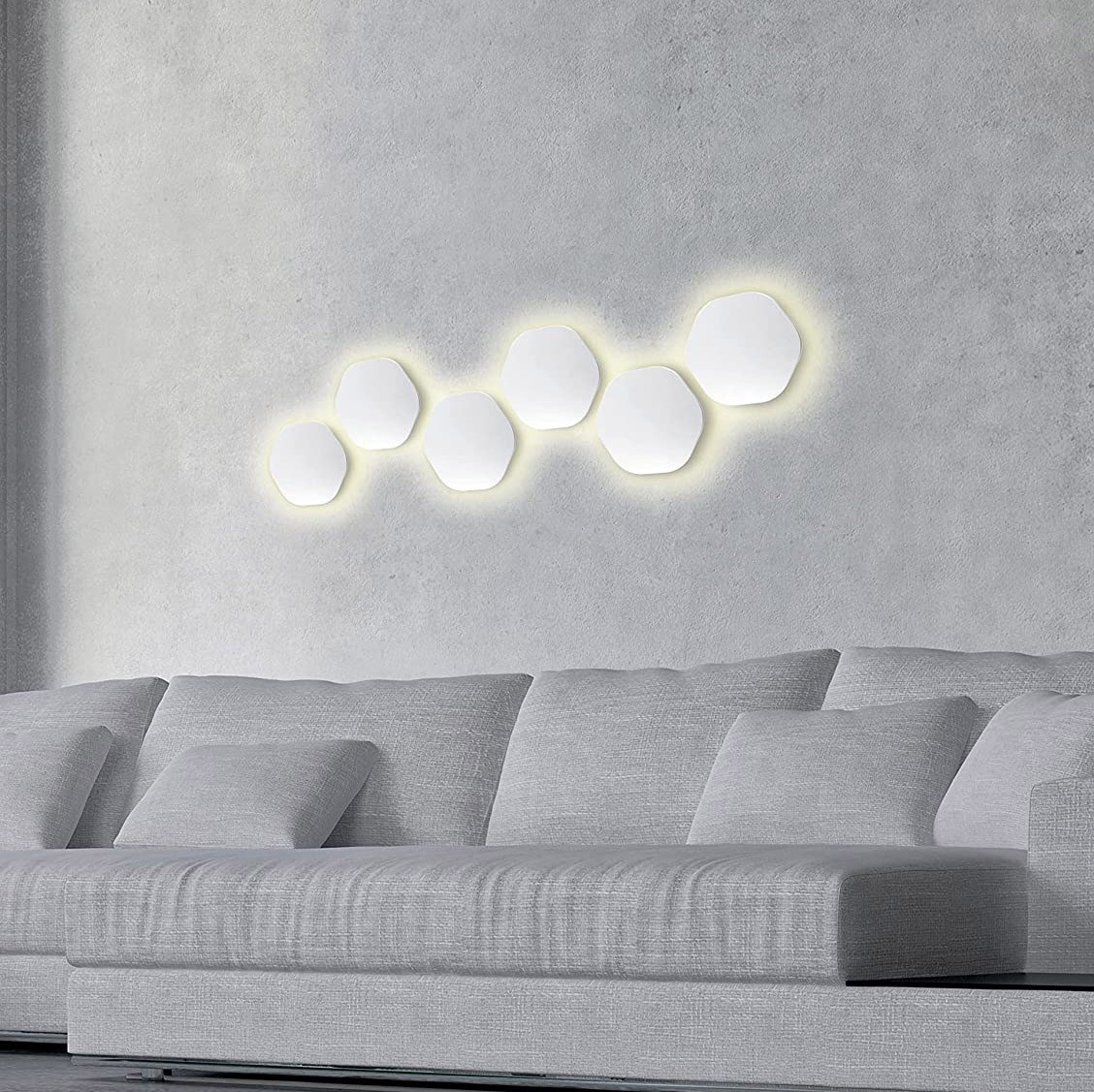 111,95 € Envio grátis | Luz de parede interna 19×18 cm. Design em forma de hexágono Acrílico e alumínio. Cor branco