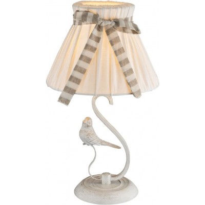 Lámpara de sobremesa Forma Cónica 41×25 cm. Diseño con escultura de pájaro Salón, comedor y dormitorio. Estilo moderno. Metal. Color blanco