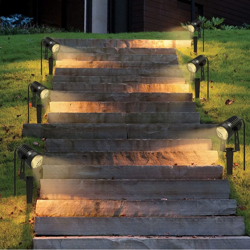 97,95 € Free Shipping | 6 units box Flood and spotlight 3W 3000K Warm light. Conical Shape 25×15 cm. Ground fixing by stake Terrace, garden and public space. Aluminum. Black Color