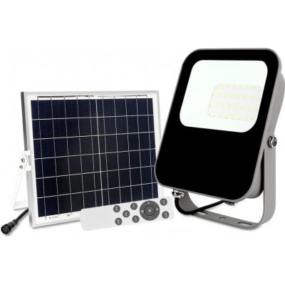 82,95 € Free Shipping | Flood and spotlight 30W Rectangular Shape 22×19 cm. LED spotlight. solar recharge. Remote control. Programmable Terrace, garden and public space. Aluminum. Black Color