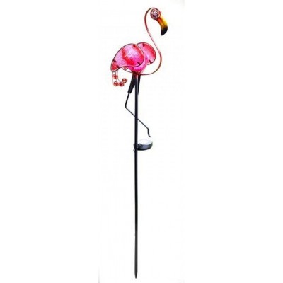 63,95 € Kostenloser Versand | Dekorative Beleuchtung 1×1 cm. Solar aufladen. Bodenbefestigung durch Pfahl. Flamingo-förmiges Design Metall und glas. Rose Farbe