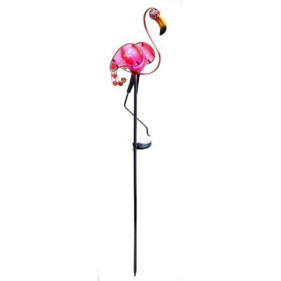 Iluminação decorativa 1×1 cm. Recarga solar. Fixação ao solo por estaca. Desenho em forma de flamingo Sala de jantar, quarto e salão. Metais e Vidro. Cor rosa